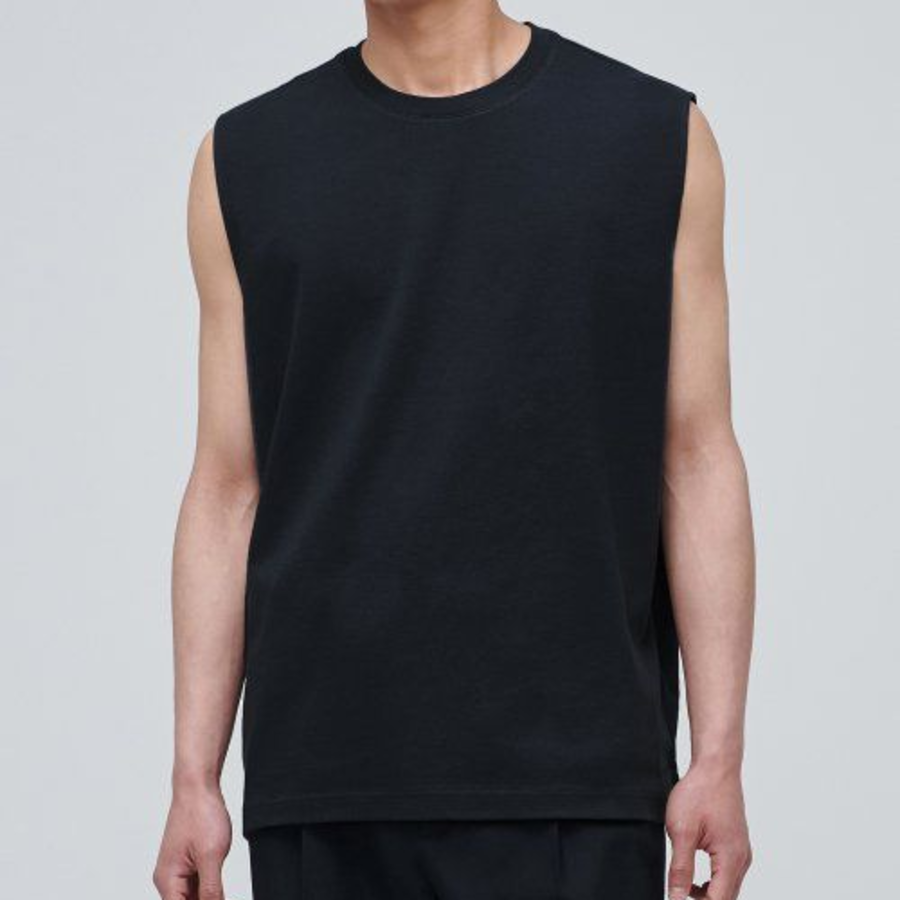 Layered Sleeveless Top — Long Length — Black