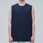 Layered Sleeveless Top — Long Length — Navy