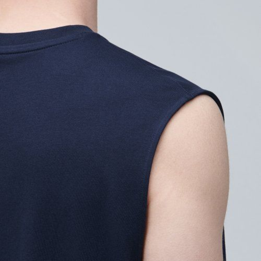 Layered Sleeveless Top — Long Length — Navy