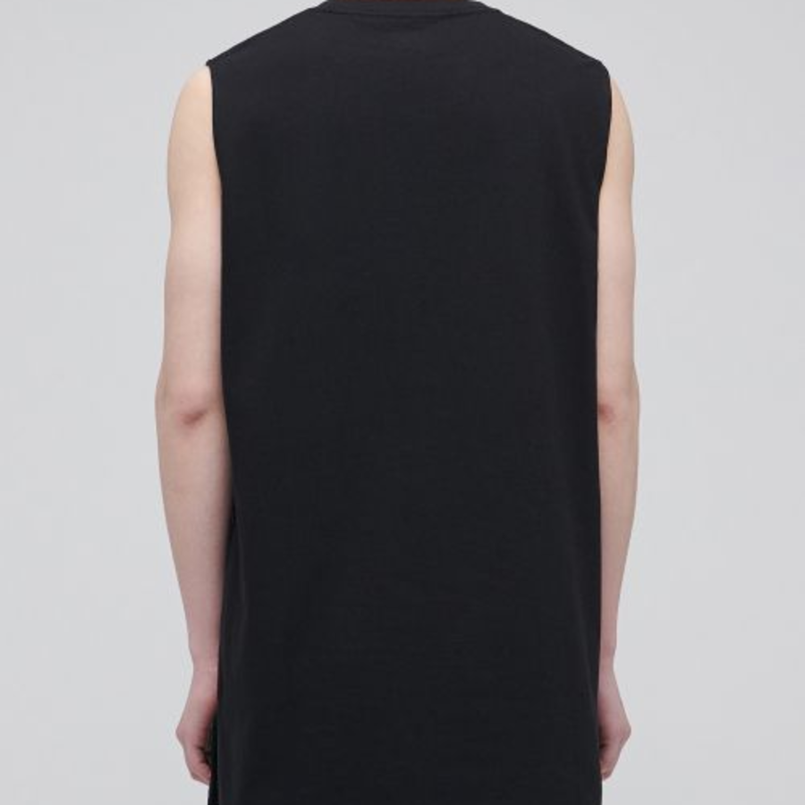 Layered Sleeveless Top — Long Length — Black