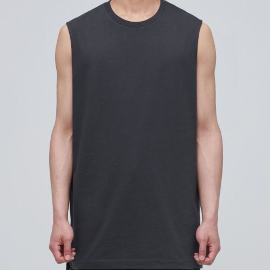 Layered Sleeveless Top — Long Length — Dark Grey