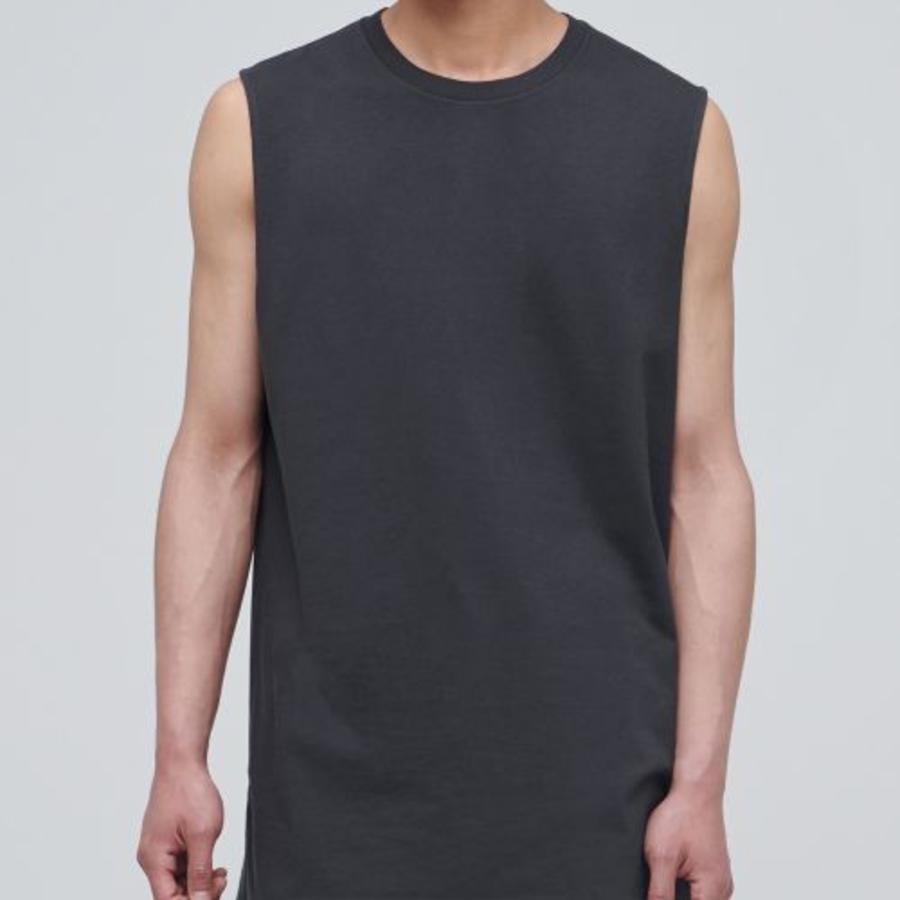 Layered Sleeveless Top — Long Length — Dark Grey