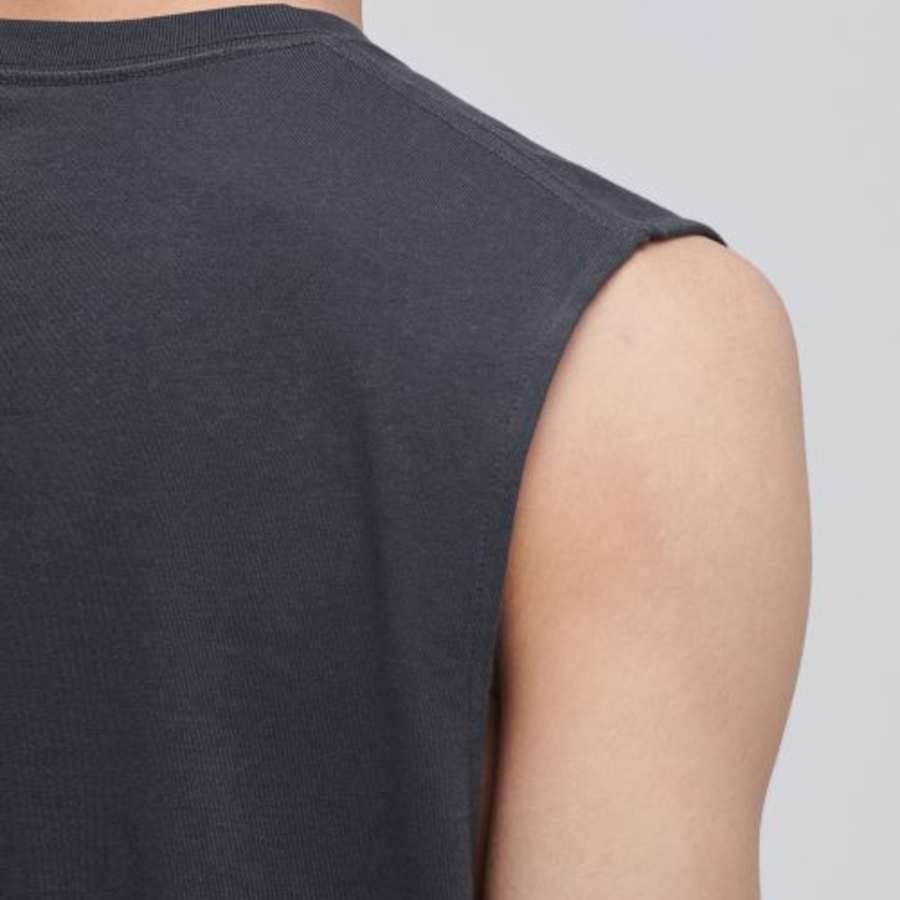Layered Sleeveless Top — Long Length — Dark Grey