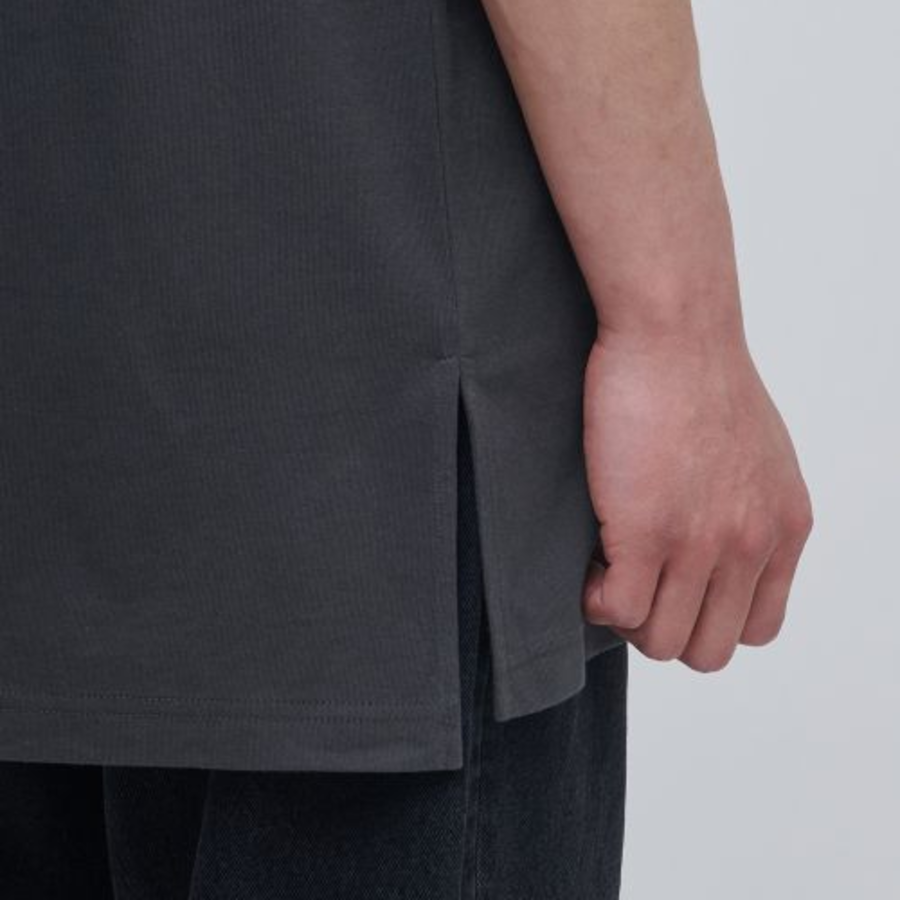 Layered Sleeveless Top — Long Length — Dark Grey