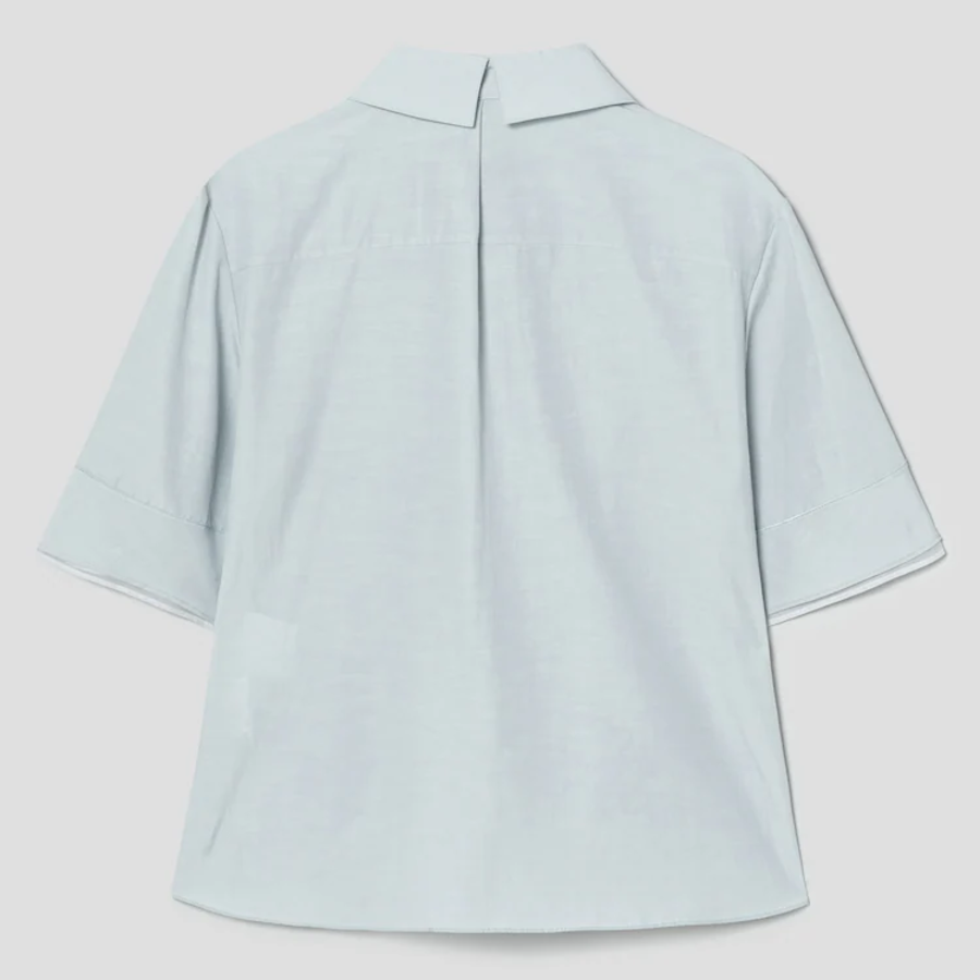 KUHO Cotton Rayon Blend Short Sleeve Shirt Blouse – Light Green