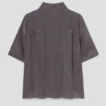 KUHO [Crease Series] Collar Neck Half-Sleeved Blouse – Purple