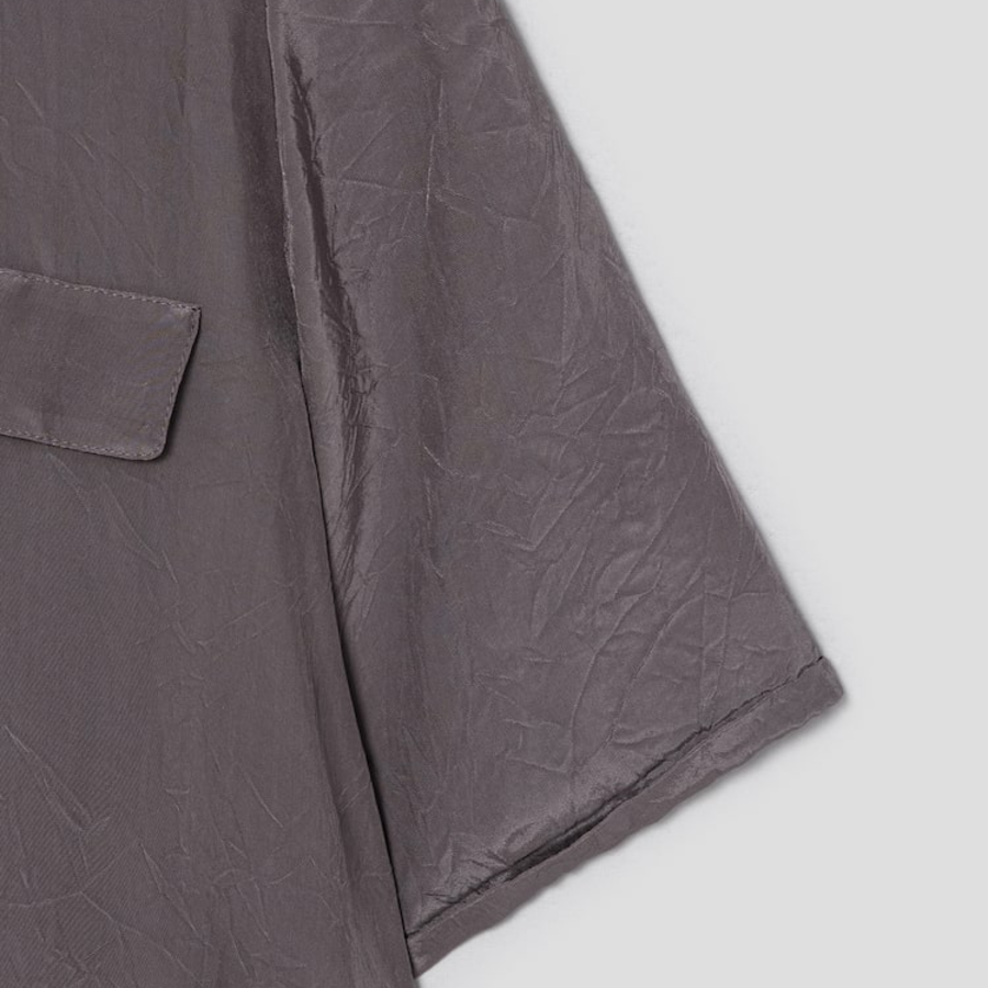 KUHO [Crease Series] Collar Neck Half-Sleeved Blouse – Purple