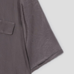 KUHO [Crease Series] Collar Neck Half-Sleeved Blouse – Purple