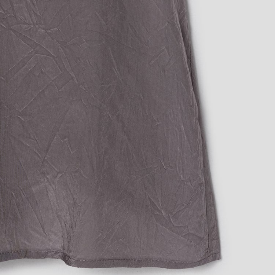 KUHO [Crease Series] Collar Neck Half-Sleeved Blouse – Purple