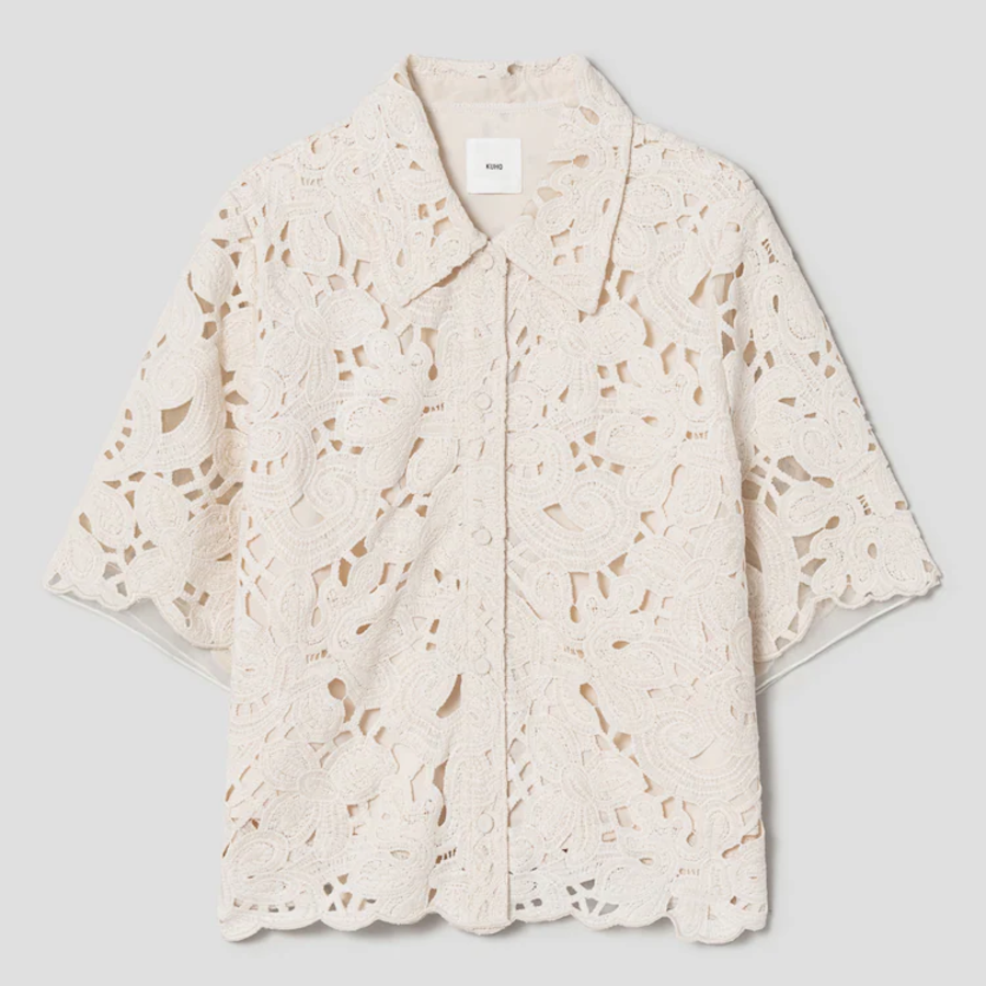 KUHO Lace Collar Neck Blouse – Ivory