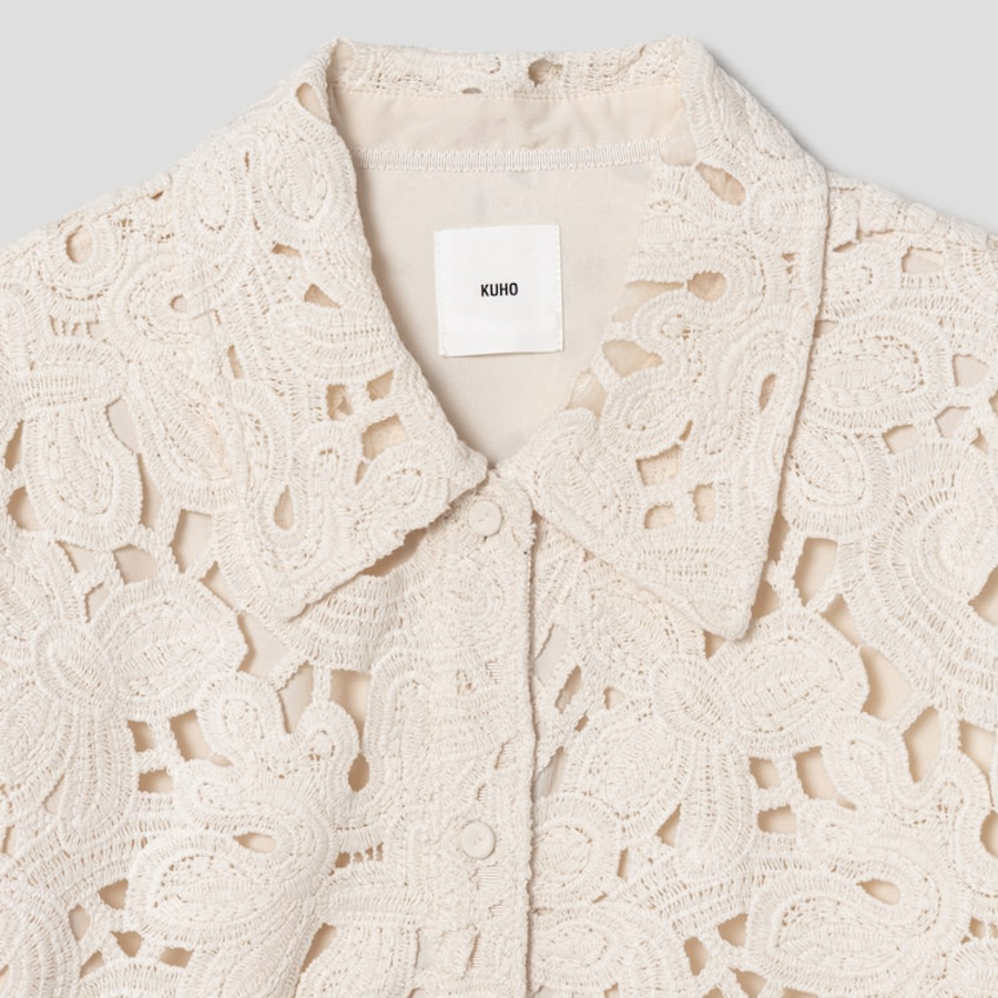KUHO Lace Collar Neck Blouse – Ivory