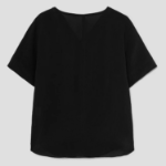 KUHO [Crease Series] Cowl Neck Short-Sleeve Blouse - Black