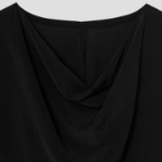 KUHO [Crease Series] Cowl Neck Short-Sleeve Blouse - Black