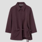 KUHO Collar Neck Wrap Style Blouse - Wine