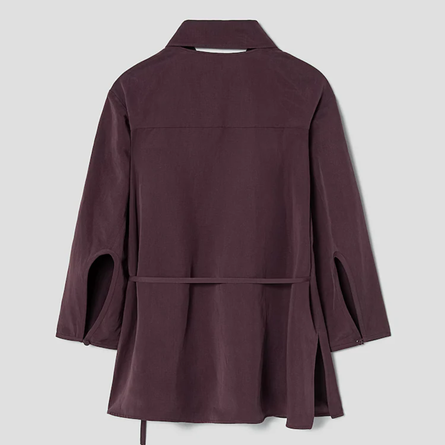 KUHO Collar Neck Wrap Style Blouse - Wine