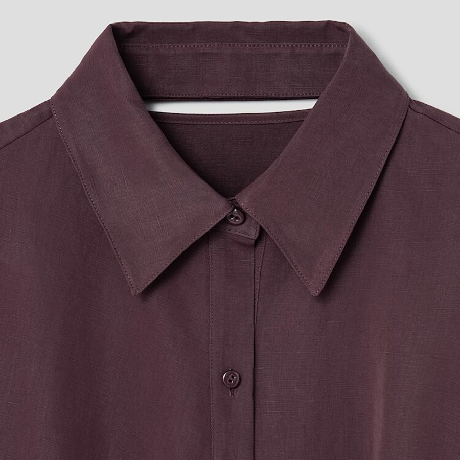 KUHO Collar Neck Wrap Style Blouse - Wine
