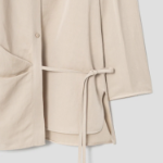 KUHO Collar Neck Wrap Style Blouse - Beige