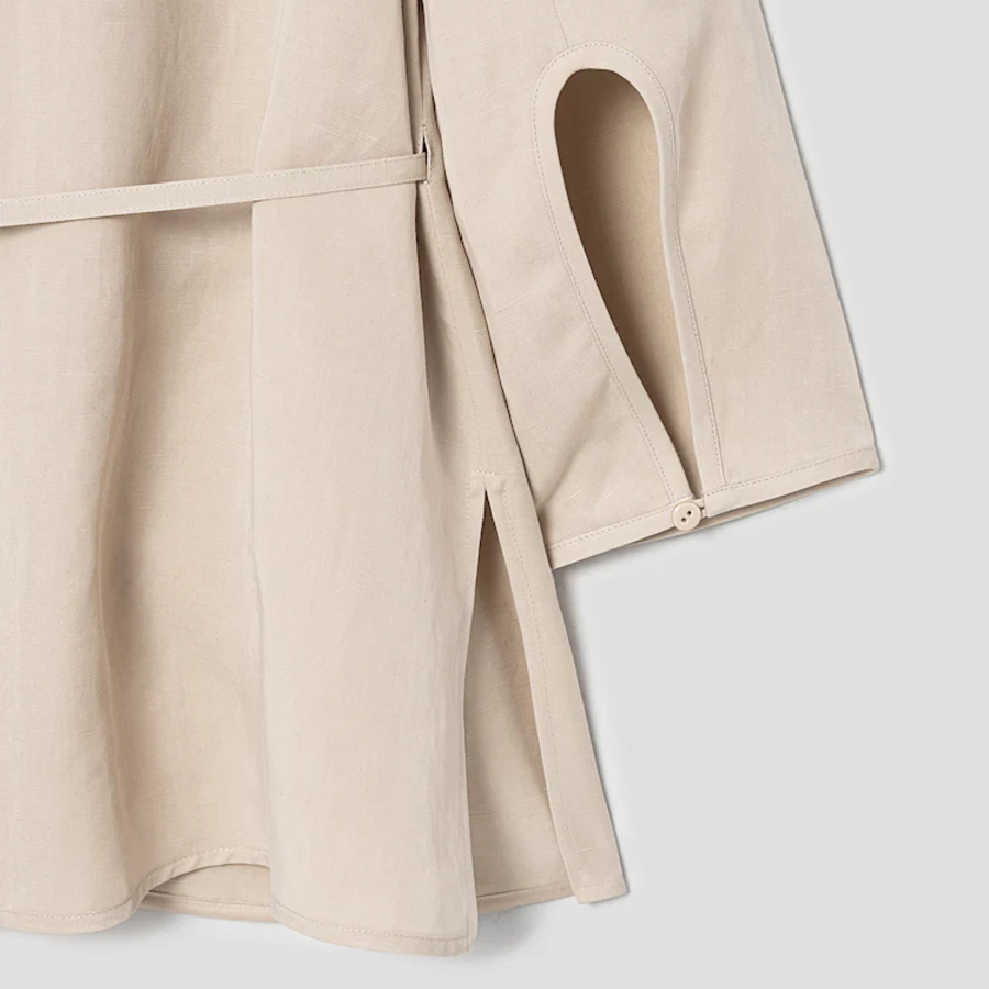 KUHO Collar Neck Wrap Style Blouse - Beige