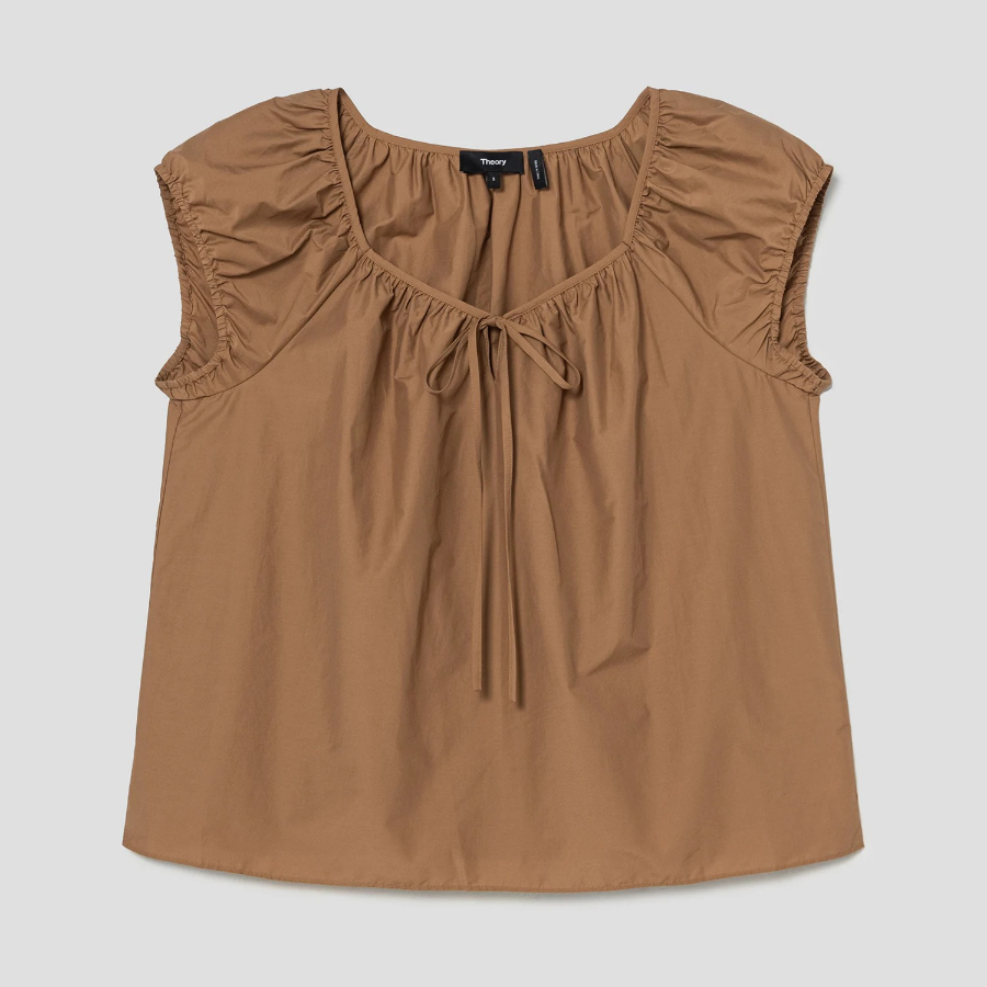 Theory Women Soft Lawn Easy Tie Blouse - Bronze
