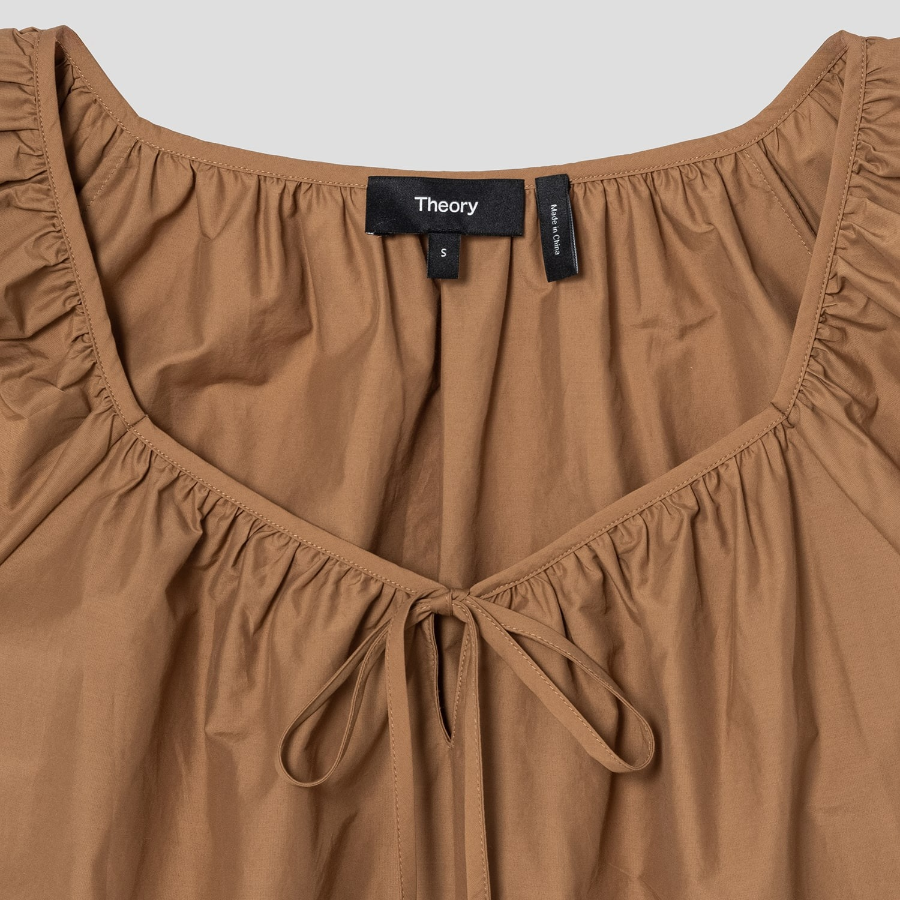 Theory Women Soft Lawn Easy Tie Blouse - Bronze