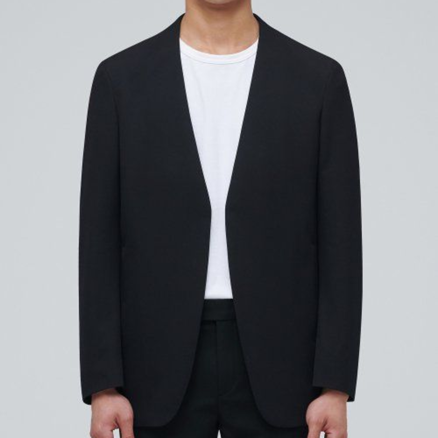 Collarless Blazer — Black