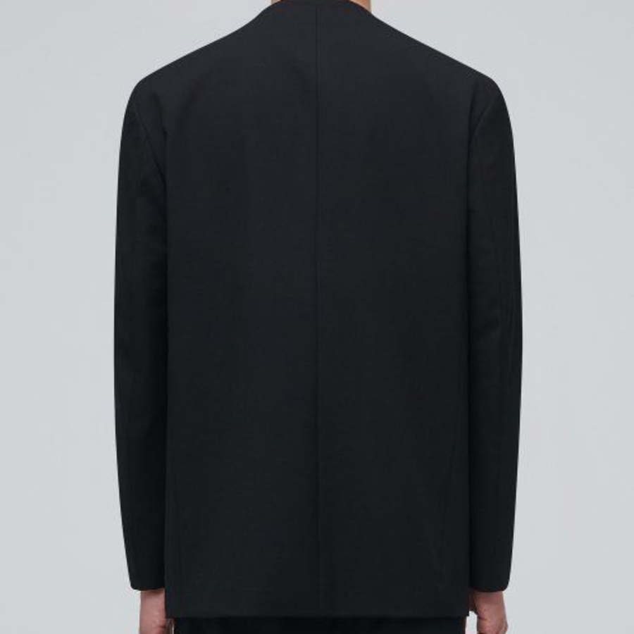 Collarless Blazer — Black