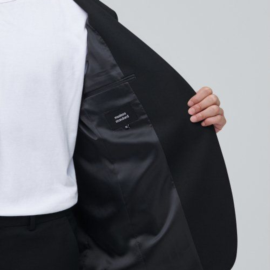 Collarless Blazer — Black