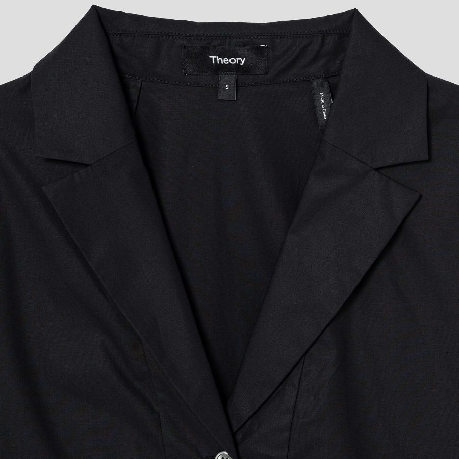 Theory Women City Poplin Boxy Lapel Shirt - Black
