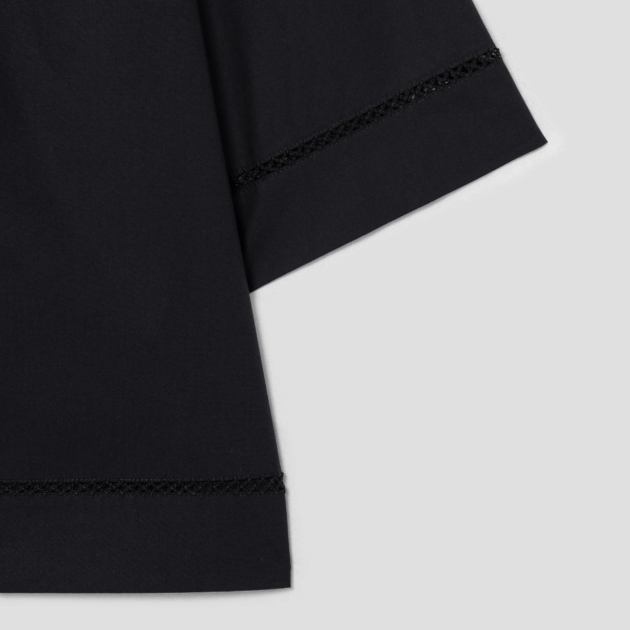 Theory Women City Poplin Boxy Lapel Shirt - Black