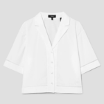Theory Women City Poplin Boxy Lapel Shirt - White