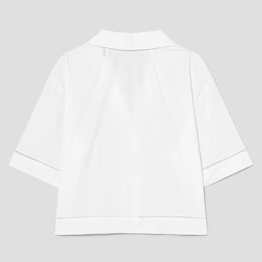 Theory Women City Poplin Boxy Lapel Shirt - White