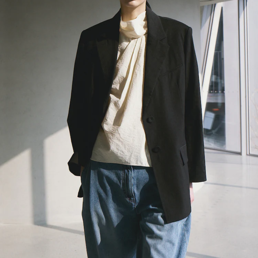 KUHO High-Neck Short-Sleeve Blouse – Ivory