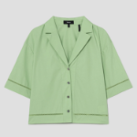Theory City Poplin Boxy Lapel Shirt — Meadow