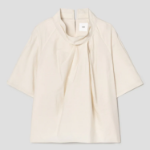 KUHO High-Neck Short-Sleeve Blouse – Ivory