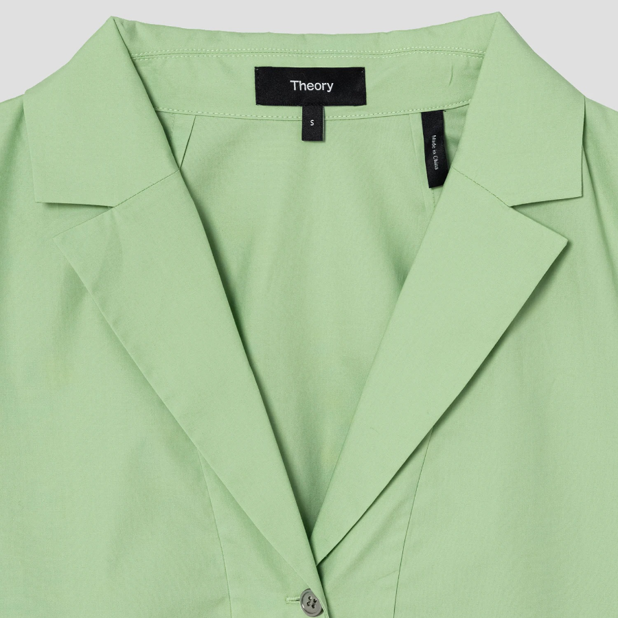 Theory City Poplin Boxy Lapel Shirt — Meadow