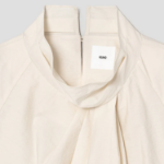 KUHO High-Neck Short-Sleeve Blouse – Ivory