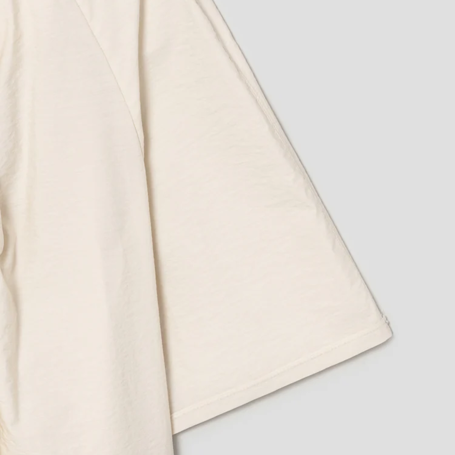 KUHO High-Neck Short-Sleeve Blouse – Ivory