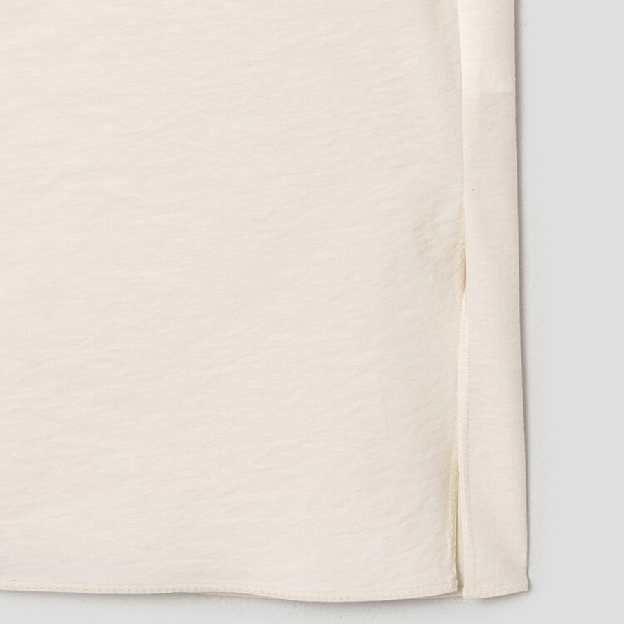 KUHO High-Neck Short-Sleeve Blouse – Ivory