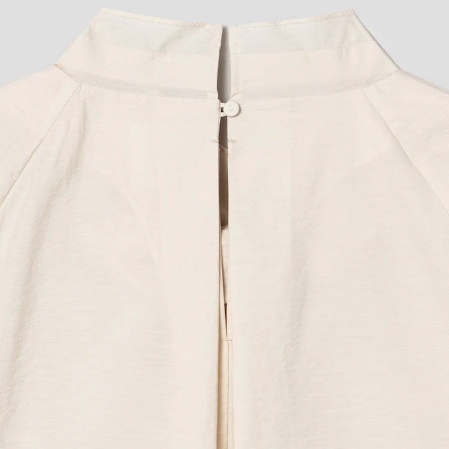 KUHO High-Neck Short-Sleeve Blouse – Ivory