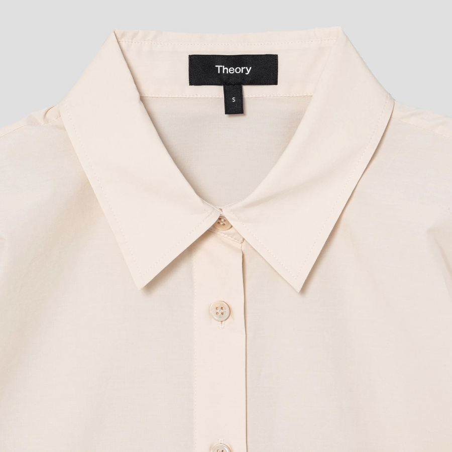 Theory Women Soft Lawn Cuff Pocket Shirt - Almond