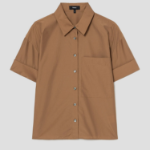 Theory Women Soft Lawn Cuff Pocket Shirt — Bronze