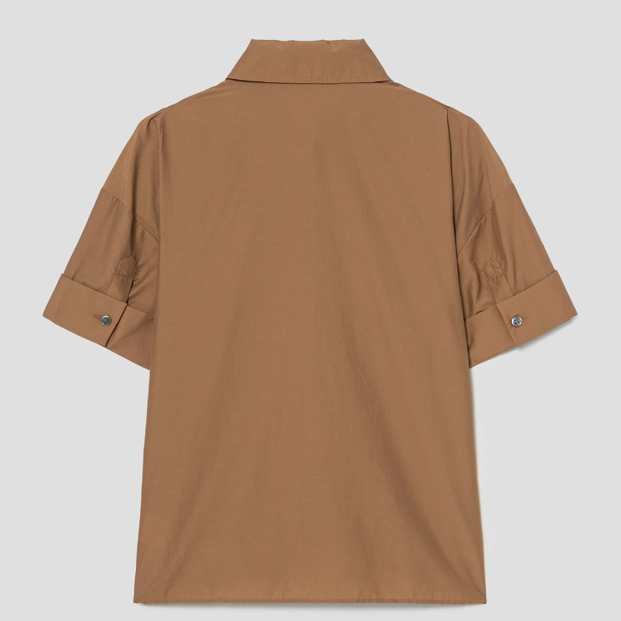 Theory Women Soft Lawn Cuff Pocket Shirt — Bronze