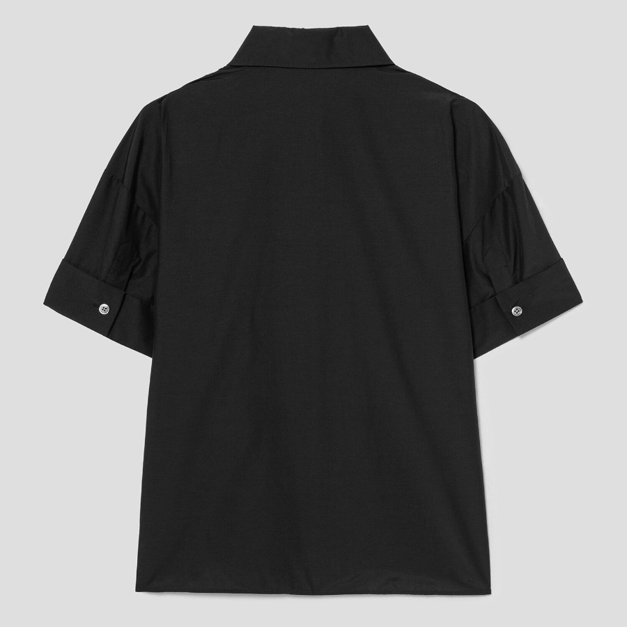 Theory Women Soft Lawn Cuff Pocket Shirt - Black