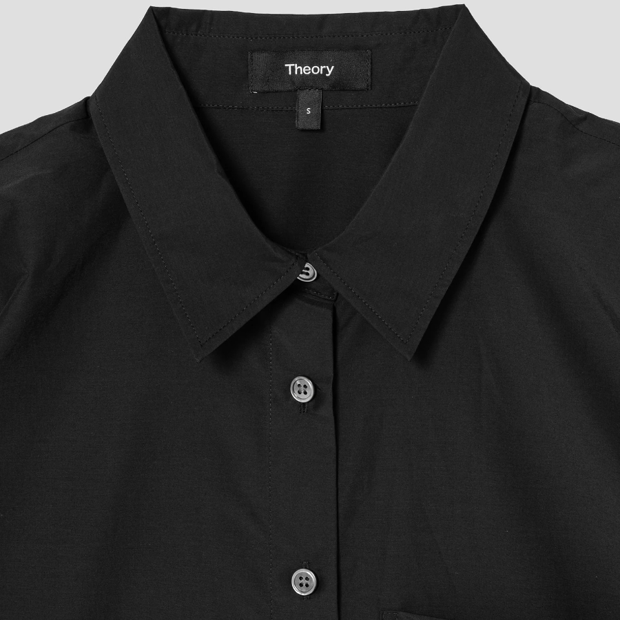 Theory Women Soft Lawn Cuff Pocket Shirt - Black