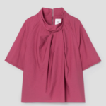 KUHO High-Neck Short-Sleeve Blouse - Magenta