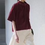 KUHO High-Neck Short-Sleeve Blouse - Magenta
