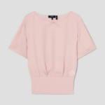 Theory Women Silk Combo Rib Waistband Shortsleevetop - Pink Sand