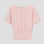 Theory Women Silk Combo Rib Waistband Shortsleevetop - Pink Sand