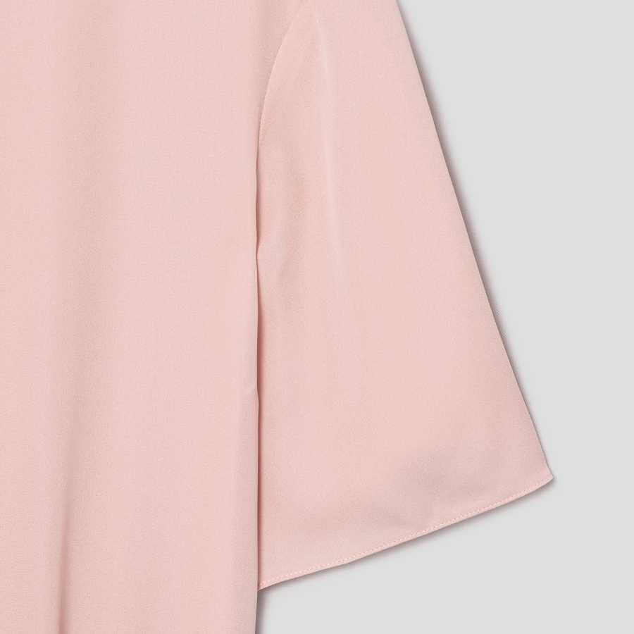 Theory Women Silk Combo Rib Waistband Shortsleevetop - Pink Sand