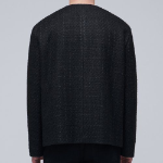 Round Neck Tweed Jacket — Black